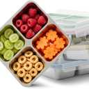 Bakpoco 4 Pack Stainless Steel Snack Containers, 4 Compartment Metal Snack Containers with Lid, Compact Food Storage Box Containers For Lunch & Snacks, 6.08oz x 4 compartments x 4 packs