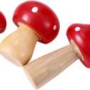 SUPVOX 3pcs Mushrooms Miniature Figurines Mini Wooden Mushrooms Fairy Garden Accessories Flower Pots Micro Landscape Decoration Supplies (Red)