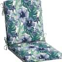 Arden Outdoor Dining Chair Cushion, 20 x 20, Rain-Proof, Fade Resistant, Salome Tropical (Blue Salmone Tropical)