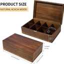 Acacia Wooden Tea Bag Organizer with Magnetic Lid, 8 Adjustable Compartments Wooden Tea Box for Tea Bags, Countertop Storage Holder