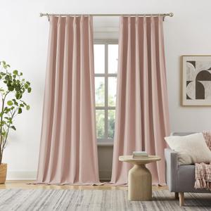 DUALIFE Pinch Pleated Full Blackout Curtains Custom Length 104 Inches Long Back Tab with Hooks - Thermal Insulated Curtains Panels for Living Room Nursery (40" Wx104 L Inch, 2 Panels,Baby Pink)