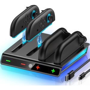 Svetaecho Enhanced Controller Charger Station Compatible with Switch 2 Joy Con, Magnetic Fast Charging Dock for Switch 2 Joy Con Charger Accessories PlayStation 3