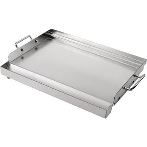 LotFun 17" x 13" Stainless Steel Cooking Griddle for Outdoor Gas Grill, Universal Griddle Flat Top Plate Insert with Grease Groove and Removable Handles for Electric/Charcoal/Gas Grill, Camping,Party