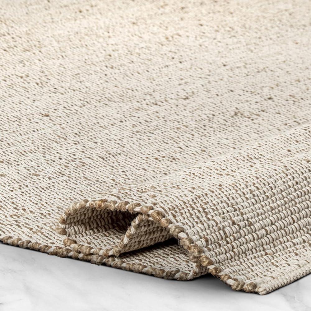 GRUHUM Jute Cotton Area Rug 8'x10' ft Large Rectangle Hand Woven Natural Farmhouse Rug for Living Room, Bedroom Kitchen - Rustic Vintage Bohemian Eco-Friendly Carpet Home Dcor 8x10 ft Natural