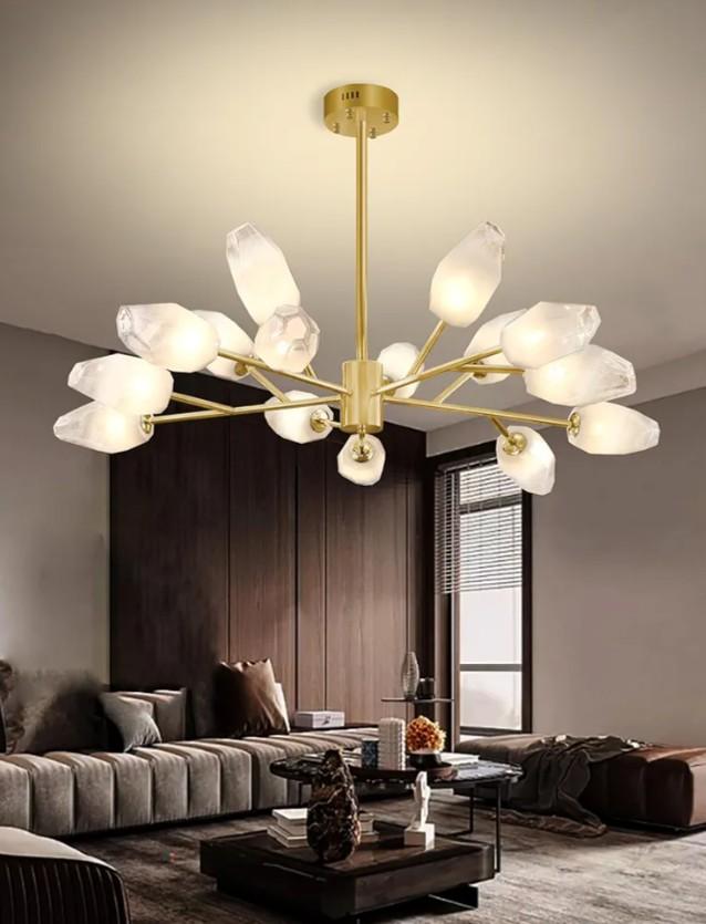 15-Light Gold Sputnik Glass Chandeliers Modern Pendant Light Mid Century Branches Ceiling Light Fixtures for Dining Living Room