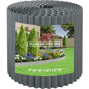 Metal Garden Edging Border, Corrugated Steel Landscaping, DIY for Lawn (Grey, 6 Inch x 20FT) (Gray)