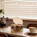 Coffee Filter Holder with Push-Button Lid, Gray Acrylic Filter Storage Basket Container Large Capacity Coffee Pod & Paper Filter Storage Organizer for Counter Coffee Bar Accessories Decor