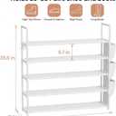 VILICK Shoe Rack for Closet Shoe Organizer Space Saver Storage for 20-25 Pair Shoe Shelf with Hook and Side Pocket Free Standing 5 Tier Shoe Rack Organizer for Entryway,Small Spaces, White
