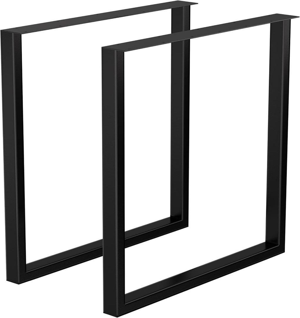 Metal Table Legs, 28''Hx 35W Dining Leg, Heavy Duty 3.1" Width Section Square Steel Table Legs, 28x35x3.1 Inch Black Industrial Style Furniture Legs for Dining Desk Bench and Coffee Table