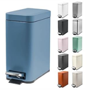 M-Aimee 1.3 Gallon Slim Small Trash Can with Lid Soft Close, Stainless Steel Garbage Can for Bathroom Bedroom Office, Rectangular Step Trash Bin with Removable Inner Waste Basket (Blue)