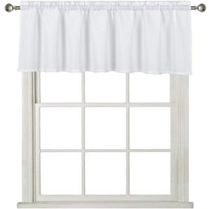 Home Queen Waffle Curtain Valance Window Treatment for Kitchen Bathroom Window, Straight Window Valance, Set of 1, 60 X 16 Inch, Solid White