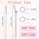 8 Pcs Reusable Glass Straws with Cleaning Brushes Pink Bow Glass Straws Shatter Resistant Straw Coquette Party Decor Bow Party Pretty Bachelorette Decor Bridal Engagement Drinkware (Purple)