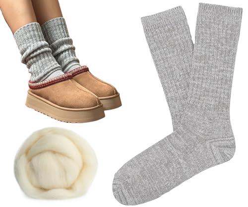 Uggsly Socks Womens Rib Knit Slouchy Fuzzy Scrunch Crew Sock Compatible With Uggs Boots 2025 Fashion Fall Winter Cute Soft Socks