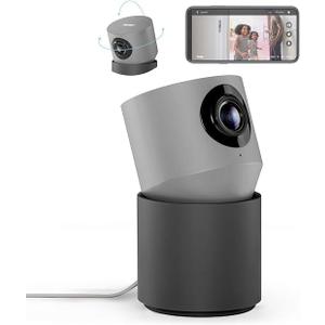 Hoop Wireless HD Indoor Security Camera with 10-Second Automatic Clip Storage, Smartphone App, Night Vision, Motion and Sound Detection, Two-Way Audio, 2.4/5.0GHz (PRO Grey)