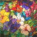 Dishwasher Cover Magnet Stained Glass Floral Print, Dish Washer Cover for Kitchen Decor, Easily Trimmable Dishwasher Sticker Refrigerator Magnetic Cover 23×26 in
