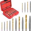 14 Pieces Screw Extractor Set, 35# Cr-Mo & 6542 HSS Steel Cobalt Left Hand Drill Bits Set for Removing Stripped Screws and Broken Bolts Ez Out Screw Extractor Set Broken Bolt Extractor Kit