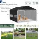 Outdoor Dog Kennel Cover,10'Dx10'Wx7'H Full Coverage Windproof Anti-UV Dog Cages Covers,with Transparent PVC Window & Breathable Mesh,600D Heavy Duty Waterproof Kennel Cover,Covers Only, Black