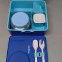 Fimibuke Bento Box for Kids Adult, BPA Free & Leakproof Toddler Lunch Box with 8.5oz Insulated Thermos Food Jar, Utensils & Sauce Jar, Dishwasher Safe 3 or 4 Compartment Container for School Girl Boy (A1. Nautica Blue)