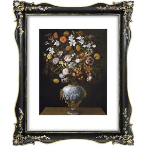 SIMON'S SHOP Black Picture Frame 11x14 Matted to 8x10, Vintage 11x14 Picture Frame with Mat, Victorian Gothic Poster Frame for Gallery Wall and Tabletop Display