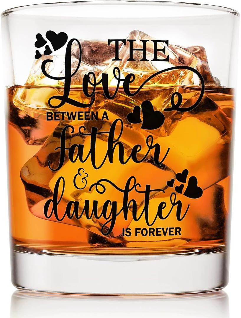 Voatok Dad Father's Day Whiskey Glasses 10 oz, Best Dad Gifts for Father's Day Birthday from Daughters, Old Fashioned Rocks Glasses for Men Drinking Scotch Bourbon Cocktail Liquor Vodka