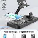 6 in 1 Charging Station for Apple Multiple Devices, Wireless Charging Station with Clock & 7 RGB Light, Foldable Wired Chargers for Multiple Devices for iPhone 17/16/15, iPad, Apple Watch, AirPods