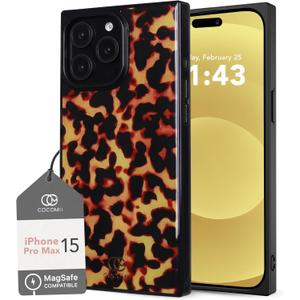 Cocomii - Rectangle Case Compatible with iPhone 15 Pro Max - Compatible with MagSafe, Tortoiseshell Pattern, Animal Print, Glossy, Magnetic Phone Case for iPhone 15 Pro Max 6.7 inch, Black/Amber