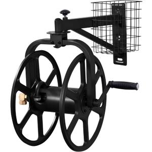 Liberty Garden 712-B Single Arm Navigator Multi-Directional Garden Hose Reel, Holds 125-Feet of, 5/8-Inch, Black