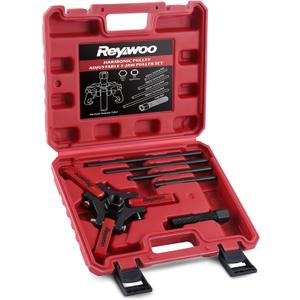 Harmonic Balancer Puller Kit, Adjustable 3-Jaw Puller for Removing Harmonic Damper Pulley Compatible with Chevy GM Chrysler Cadillac Ford, Forcing Screw Fits a 3/8" Square Drive