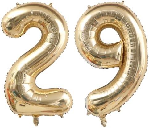 40 Inch Light Gold 29 Numbers Balloons White Gold Giant 29 Foil Mylar Helium Large Digital Balloon Champagne Gold Birthday Jumbo Balloons 29th or 92nd Anniversary Events Party Decorations Supplies