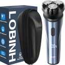 LOBINH Electric Shaver for Men, 100% Washable Rotary Shaver with Storage Box, Rechargeable Razor Wet & Dry Shaving with Pop-up Trimmer