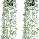 Fake Hanging Plants Eucalyptus Potted Artificial Plant Small Faux Ivy Vines Decor for Floating Shelf Kitchen Bathroom Cabinets Indoor Outdoor Pack of 2 23.6 Inches Long