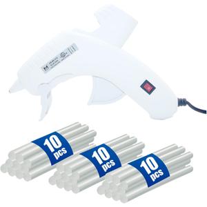 Portable Hot Glue Gun Kit, 20W Fast Heating for Crafts with 30pcs 11100mm Glue Sticks, Mini Adhesive Gun for DIY, Home Repairs, Arts and Crafts (01A, White)