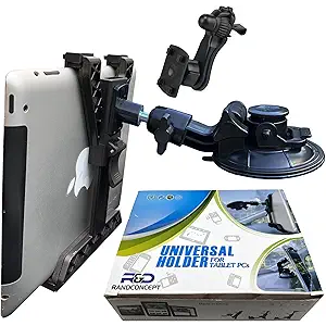 Randconcept 3in1 Heavy Duty Dashboard Tablet Holder for Car, Windshield Suction Cup Car Mount & Air Vent Mount for Truck Car for iPad Pro, iPad mini, Galaxy Tab for All iPad 6" 12.9" Tablets