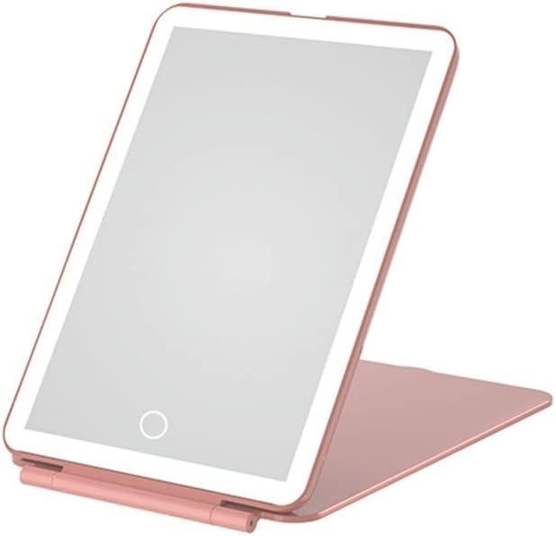 DIPSTICK Vanity Mirror Foldable LED Makeup Mirror Portable Ultra-Thin Folding Mirror with Light Portable Handheld Makeup Mirror (Pink) Mirror Makeup