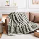 HOMFINE Luxurious Faux Fur Throw, 85"x85", White