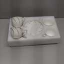 tea cups and saucers ceramic coffee mug 6oz for Coffee, Latte, Cafe Mocha and Tea-Set of 4, white with flowers