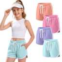 Halfchet 4 Pack Girls' Athletic Dolphin Shorts, 4-Color, 15-16 Years