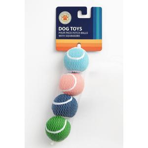 Dog Toys Four Pack Fetch Balls With Squeakers