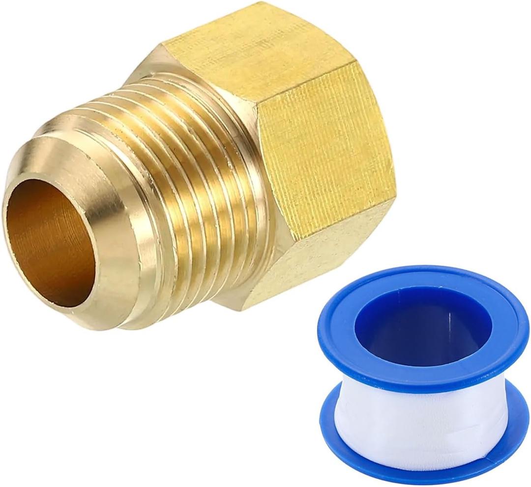uxcell Brass Pipe Fitting, 5/8 SAE Male x 1/2 SAE Female Pipe Adapter Flare Tube Fitting for Air Gas Line Refrigeration HVAC