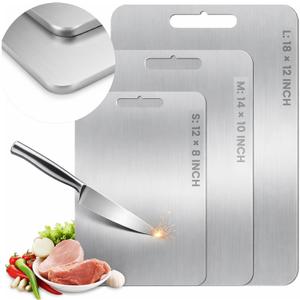 2026 Upgraded Titanium Cutting Board for Kitchen, Extra Thick 100% Pure Titanium Chopping Board, Double-Sided Food-Grade Board with Scratch-Resistant Surface & Smooth Rounded Edges(1410IN) (Medium)