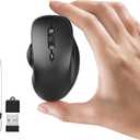 Uiosmuph Mini Wireless Bluetooth Mouse for Travel, Silent Rechargeable Computer Mouse for Laptop, Small Portable BT5.1/5.0 & 2.4Ghz with USB Receiver and Type C Adapter - Black
