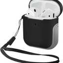 WITHit Sport Cover Compatible with Apple AirPods, Soft, Durable Silicone and Hard Protective Shell, Protective Earbud Cover  Wireless Charging Compatible AirPod Case (Black/Grey)