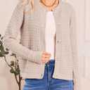 Dokotoo Ladies Knit Cardigan Sweater Long Sleeve Trendy Christmas Fashion Coats Open Front Button Down Shackets Christmas Tops for Women 2026,Smoke Gray, Size: Small