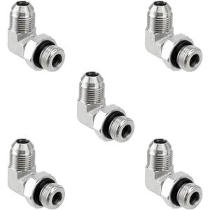 5 Pack 90 Degree Elbow Hydraulic Hose Fittings: 1/2" JIC 37 Male x #8 SAE/ORB Male, Hydraulic End Connectors with Protection Cover - 6801-08-08