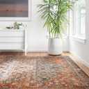 Loloi Layla Collection LAY-05 Ocean/Multi 2'-3" x 3'-9" .13" Thick Accent Rug, Soft, Durable, Vintage Inspired, Distressed, Low Pile, Non-Shedding, Easy Clean, Printed, Living Room Rug