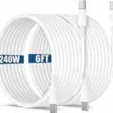 240W USB C to C Charging Cable 6ft, Type C to C Fast Charger Cord Long for Apple iPhone 17 Pro Max/17 Pro/16 Pro/16/15/Macbook Pro/Macbook Air/iPad Pro/Air/Laptop/Samsung Galaxy S25 S24 S23 Ultra/Plus