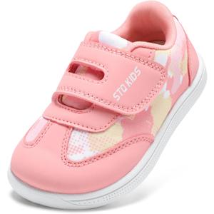 Wide Toe Box Toddler Shoes Zero Drop Boys Girls Barefoot Shoe Non-Slip Little Kids Sneakers for First Walking (Pink) 12