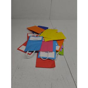 SUNCOLOR Pack Rainbow Gift Bags with Handles, 8" Multi-Color Paper Party Favor Bags for Goodies. Birthdays, Events, Classrooms & Celebrations Pack of 21