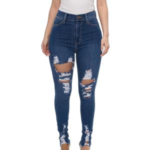 TodTan Women's Skinny Jeans Ripped Mid Rise Stretch Destroyed Denim Pants Jeans (M)