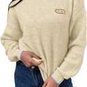 Saodimallsu Womens Sweaters Crew Neck Long Sleeve Knit Contrast Piping Stripe Lightweight Casual Fall Pullover Tops 2025 (Beige)